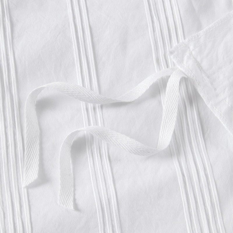 Couette 3 pièces à rayures tissées avec revers en microfibre, antidérapant, idéale pour les chambres à coucher, Blanc