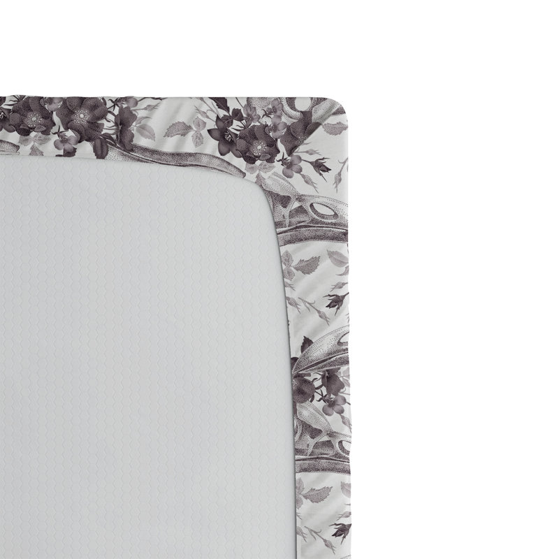 Ambesonne Nature Fitted Sheet Leaves Botanical Style Art, Twin Fitted Sheet, Dark Taupe/Gray/White Floral