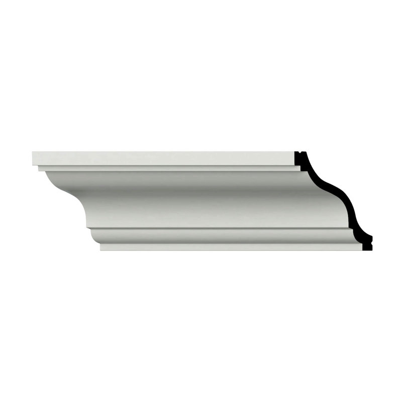 Endurathane June Crown Moulding, 4"H x 4"P x 5 1/4"F x 94 1/2"L, Factory Primed, 4" H x 94.5" W x 4" D