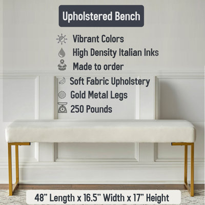 Royal Red And Gold Peony Garden Grace - Damask Upholstered Gold Bench