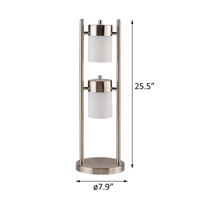 Munson 25-inch 2 Swivel Lights Bedside Table Lamp Silver