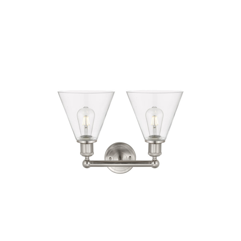 Éclairage de salle de bain à 2 lumières à intensité variable Mallery, Transparent, Nickel satiné