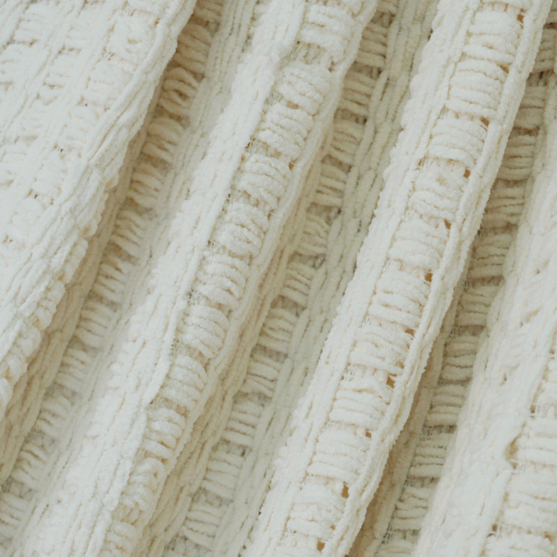 Jeté tricoté Space Yarn, Chaîne / ivoire, 50 po x 60 po