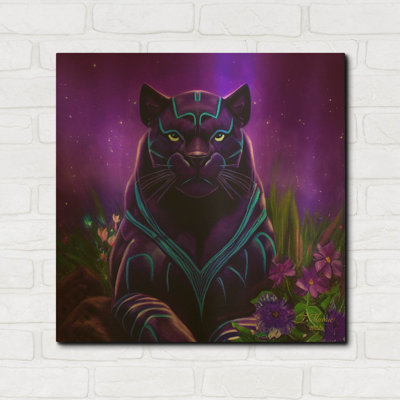 'King Panther' By Tanya Mavric Gold Metal Wall Art, 24" x 24"