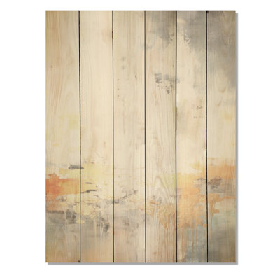Minimalisme beige et vague dorée Horizon I - Art mural en bois minimaliste côtier sur bois de pin naturel