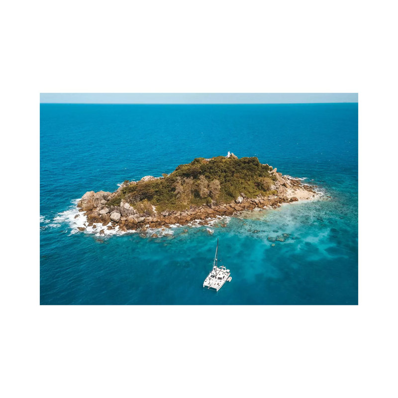 Tiny Island with Catamaran 1 Piece Wrapped Canvas Wall Art, 20.32cm H x 30.48cm W