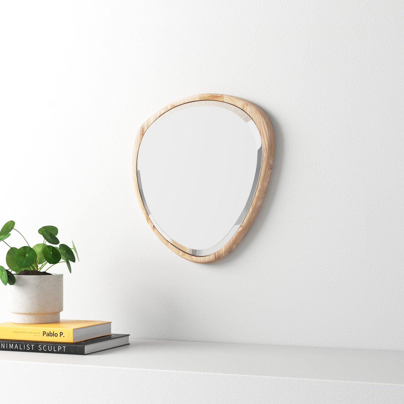 Anthea Solid Wood Asymmetrical Mirror, 22" x 20"