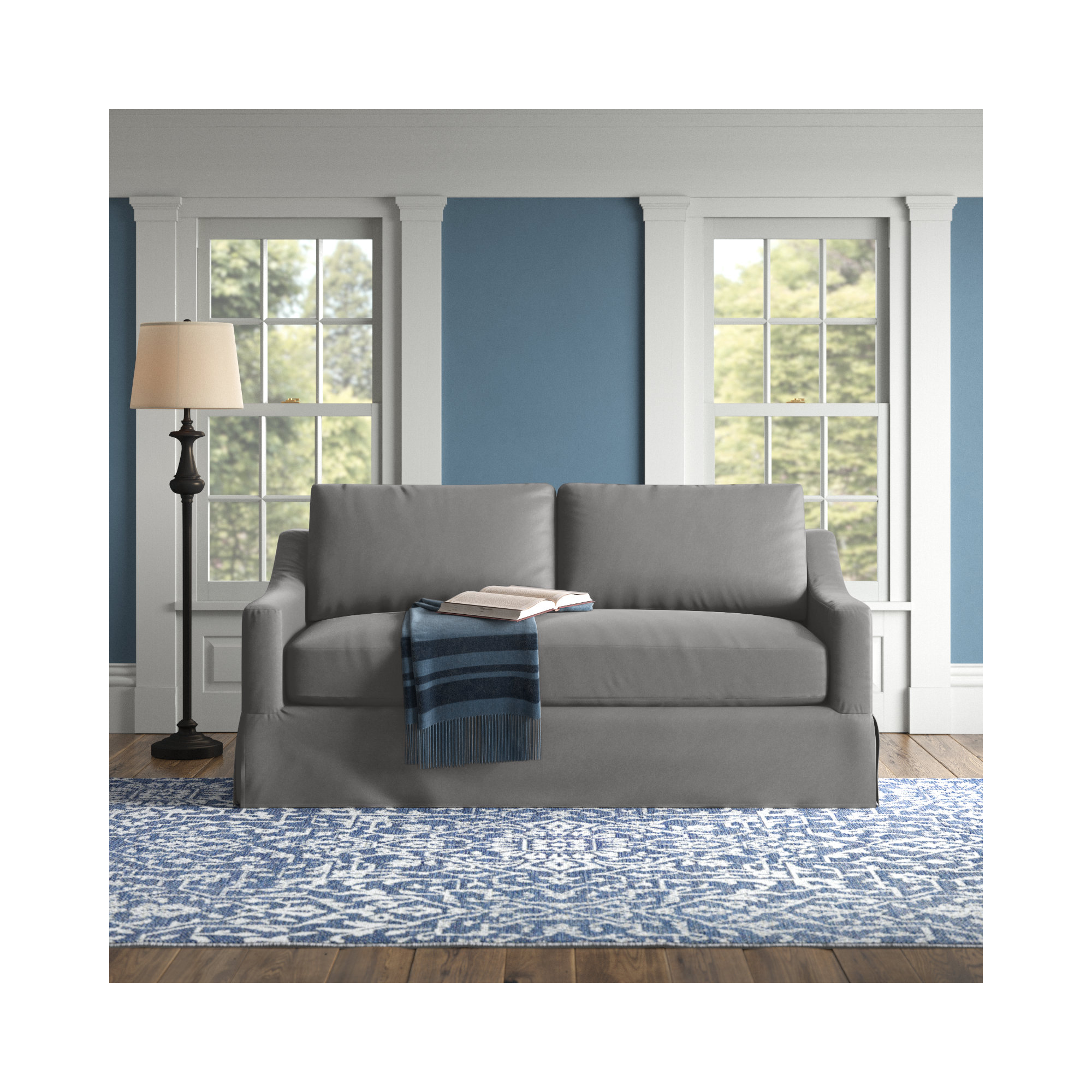 Cranbrook 78'' Upholstered Sofa, Bayou Light Gray Canvas