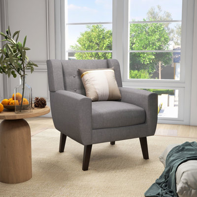 Gillermina Button Tufted Back Linen Blend Armchair