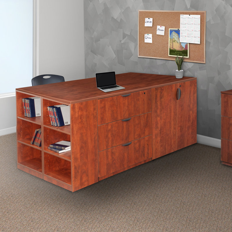 Nebih Adjustable Height Standing Desk, Cherry