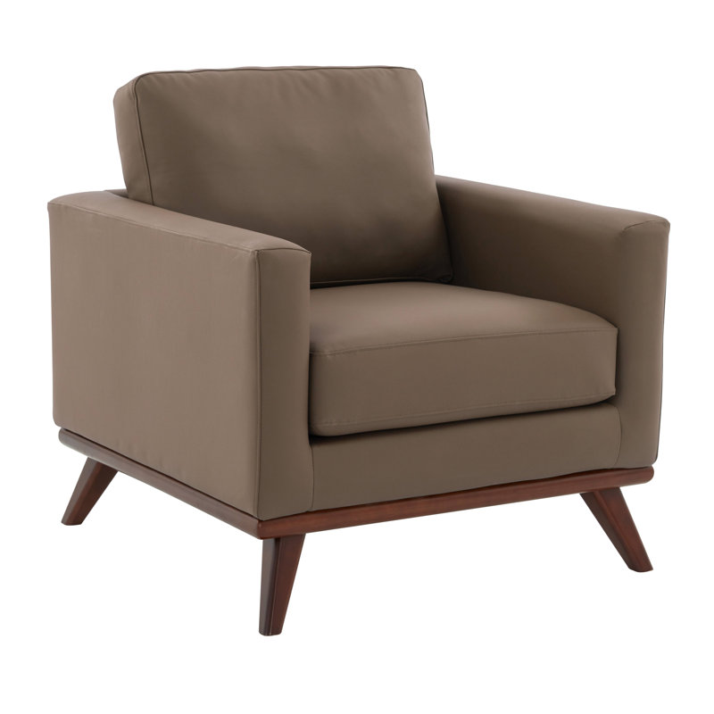 Khadeshia Mid-Century Modern Accent Chair, Lounge Chair, Armchair, Reading Chair with Leather/Mesh Upholstery and Birch Wood Legs