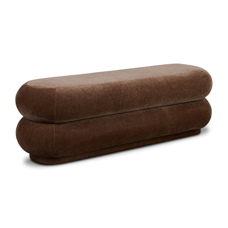 Banc rembourré en velours 52 po Varde, Brun