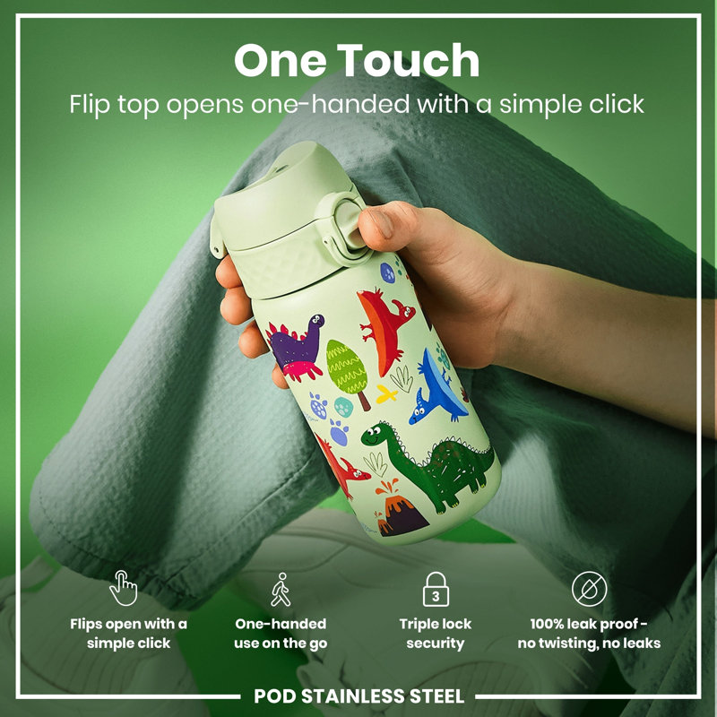 Ion8 Stainless Steel Water Bottle, Dinosaurs