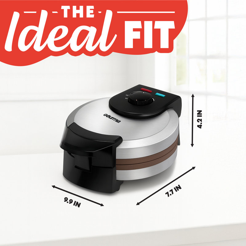 Gourmia Belgian Waffle Maker with Adjustable Browning Control, PFAS-Free Nonstick Plates & Compact Upright Storage, Stainless Steel