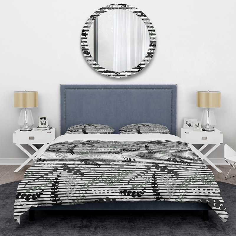 White and Blue Striped Pattern - Abstract Duvet Cover Set - Microfiber Polyester