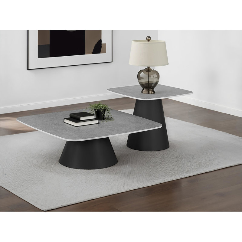 Ensemble de tables basses 2 pièces, Grey, 12.5" H x 35.5" W x 35.5" D