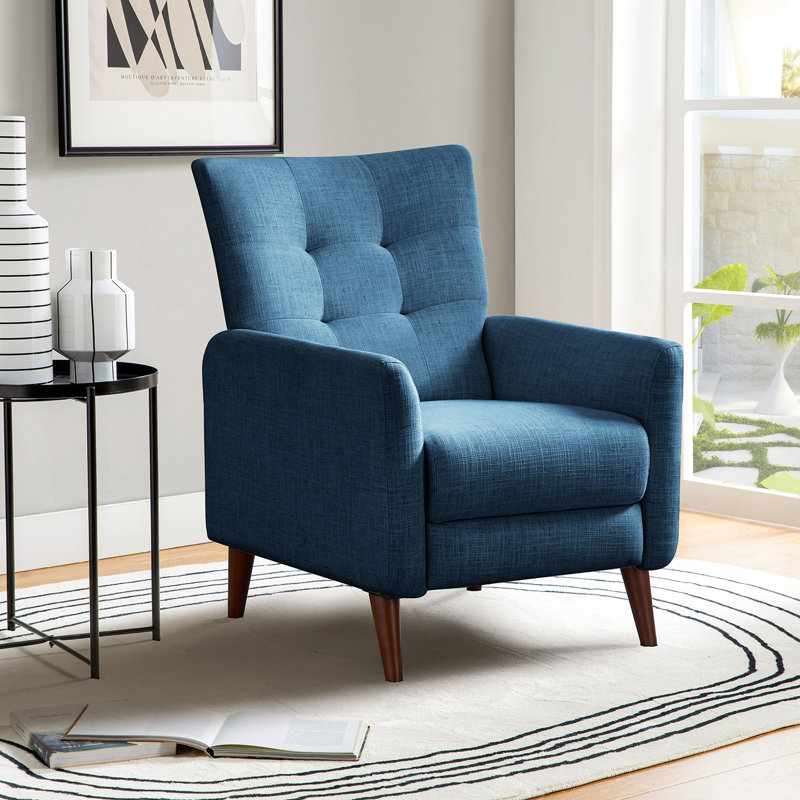 Fauteuil inclinable Amaurie Tacho avec dossier capitonné, Polyester marine