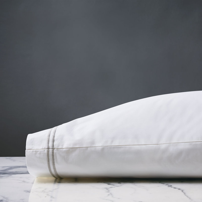 Enzo Egyptian Cotton Percale, Silver, Standard Pillowcase