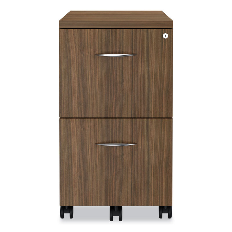 Walnut Mobile 2-Drawer Lockable Legal Size Filing Cabinet