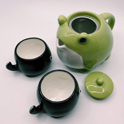 Cute Tableware Teapot & Tea Cup Set, Frog Parent And Child, 20.3 Fl Oz (600 Ml), 45.1 Fl Oz (140 Ml)