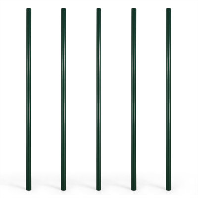 7 FT Black Chain Link Fence Line Round Post, Line Post with 1-7/8” Outside Diameter, Chain Link Fence Parts, Hardware, Accessories, Pack of 5