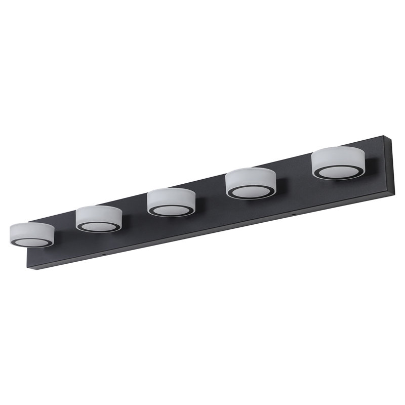 Led Black Mirror Lights - 5- Dimmable Vanity Fixtures For Bath Wall & Over, Matte Black, 4..3" H x 37" W x 5.1" D, 5