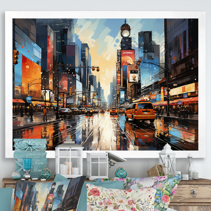 «City Philadelphia Popart II», reproduction d'art sur toile, H 24 po x l 32 po x P 1 po, Cadre simple blanc