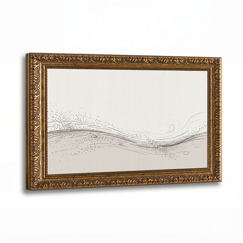 Toile murale abstraite noir et blanc avec lignes et points tourbillonnants, 16"H x 24"W