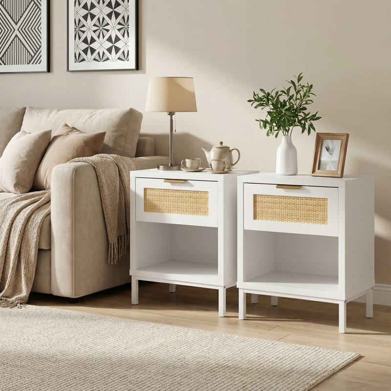 White Nightstand – Boho Bedside Tables