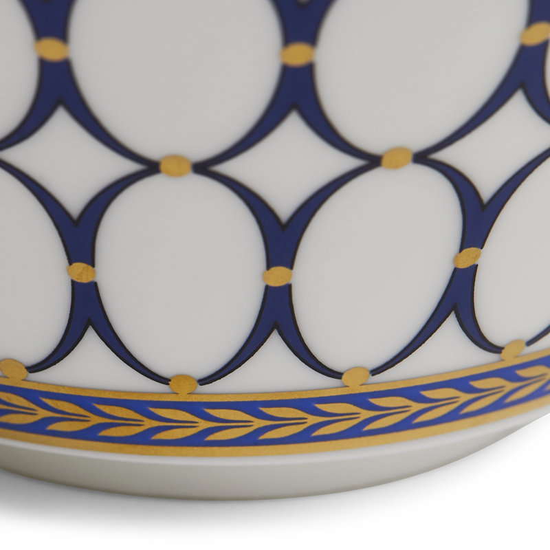 Renaissance Bone China Rice Bowl, Blue/White/Gold