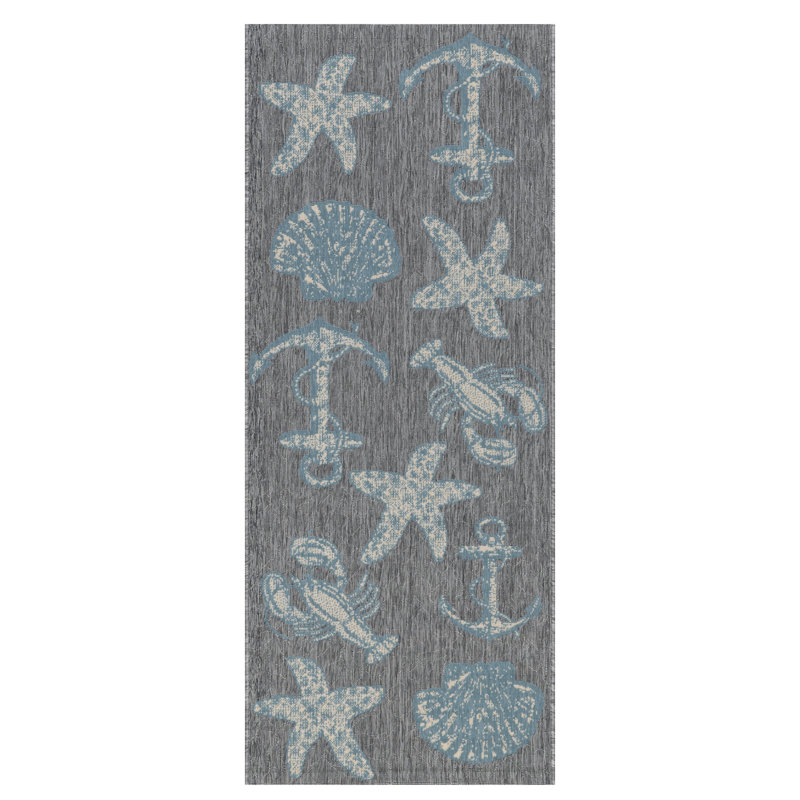 Tapis intérieur / extérieur gris Hodgins, Tapis de couloir 2 pi 7 po x 6 pi 6 po