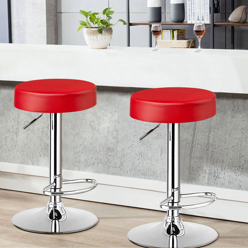 Depue Swivel Upholstered Adjustable Height Counter Stool with Metal Frame, Red