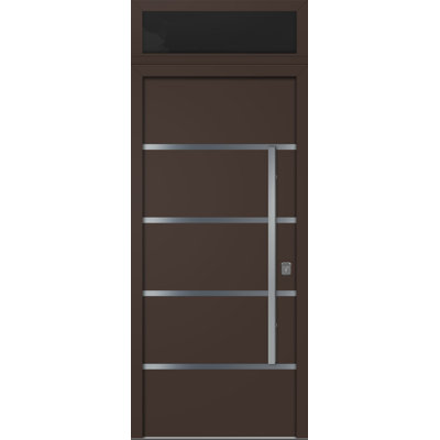 Porte d'entrée extérieure moderne en acier 36 po x 80 po - Inox S3 avec traverse