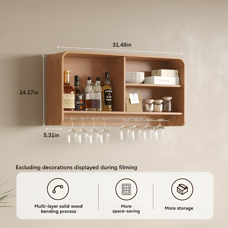 Support à vin mural Nordic Tablette de rangement polyvalente pour la cuisine et la salle à manger