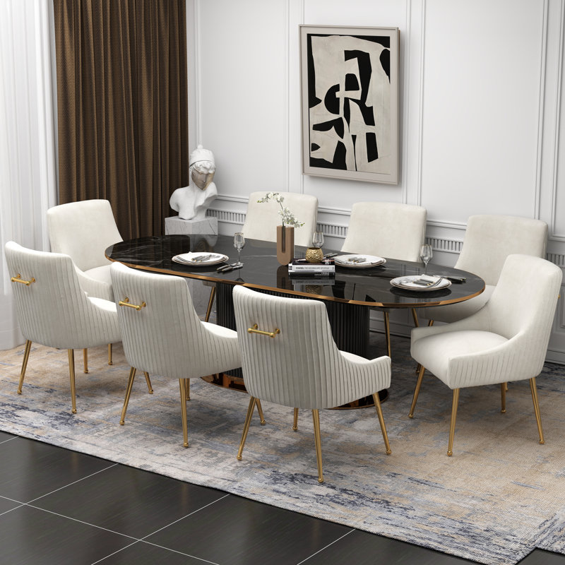 Baudel Velvet Upholstered Side Chair, Beige