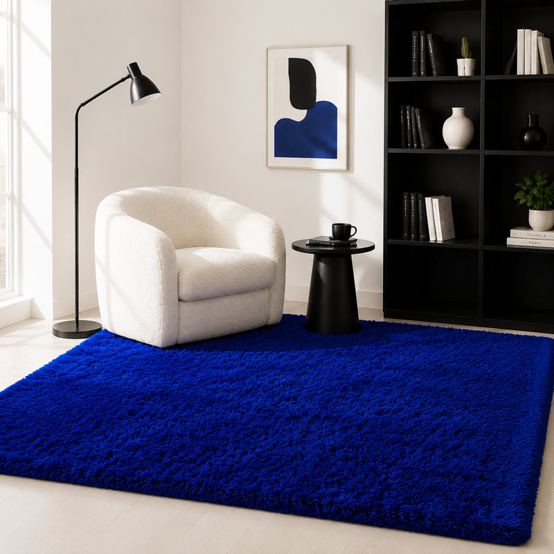Royal Blue Fluffy Area Rug - Ultra Soft Shag Rug for Living Room, Bedroom, Holiday Decor, Non-Slip Fuzzy Carpet for Modern Home