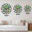 Fleurs abstraites en vert rose et bleu - Horloge murale moderne-842259078