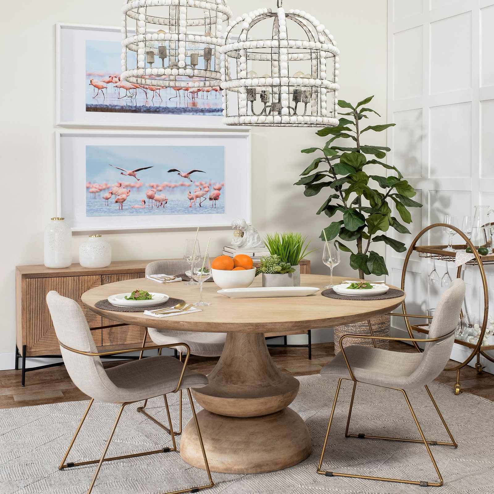 Dorothea 60'' Round Dining Table, Brown