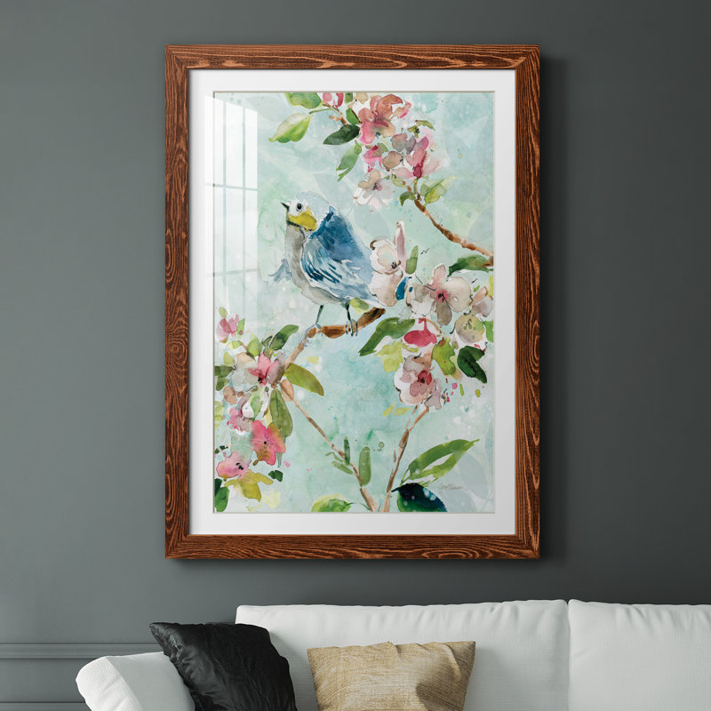 Asbury Garden Song II - peinture encadrée, H 31 po x l 44 po x P 1 po, Toile avec cadre érable