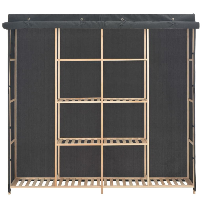 2 Door Solid Wood Wardrobe, Grey