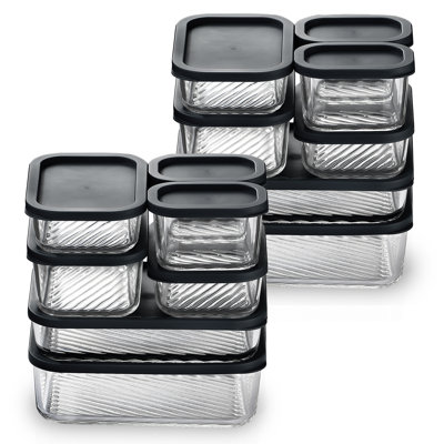 28 contenants en verre hermétiques pour la préparation et le rangement des repas avec couvercles