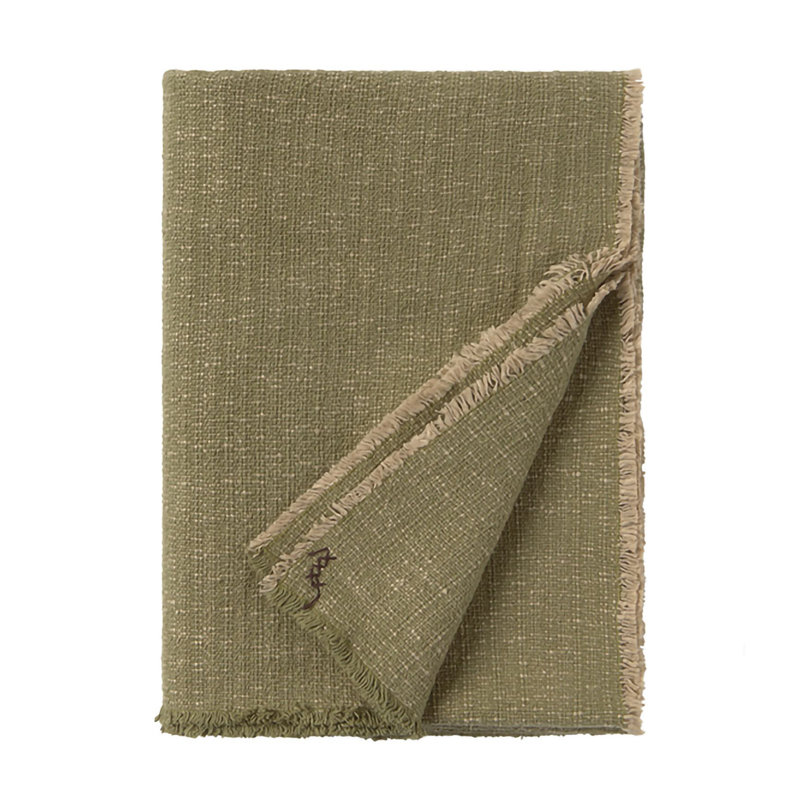 Hand Loomed Throw Blanket, Kaki
