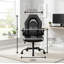 Chaise d'ordinateur noire à double usage pour la maison / le bureau, conception ergonomique en cuir synthétique, réglable avec support lombaire et accoudoirs pivotants-1984850851