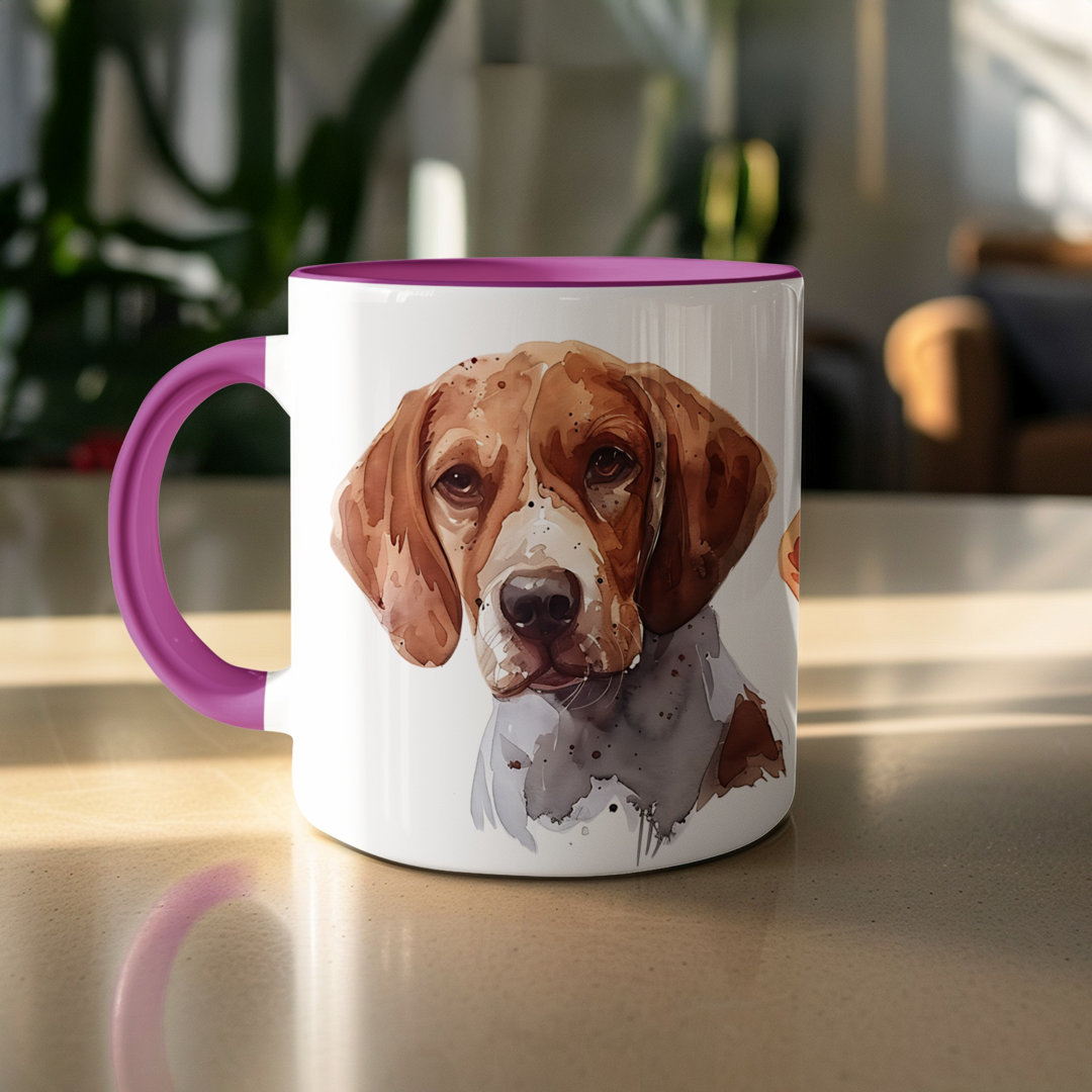 Watercolor Basset Hound Design 11oz Coffee Mug