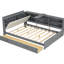 Lit double en bois de pin massif avec tête de lit, 2 tiroirs et planche rotative, tablettes faciles à assembler, et stable-739810960