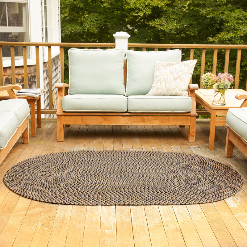 Tapis intérieur / extérieur tressé à la main de style anglais Engeman, Ovale 7 pi x 9 pi