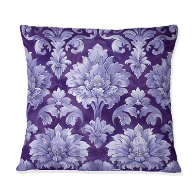 Purple Silver Damask Beauty III - Traditional Throw Pillow