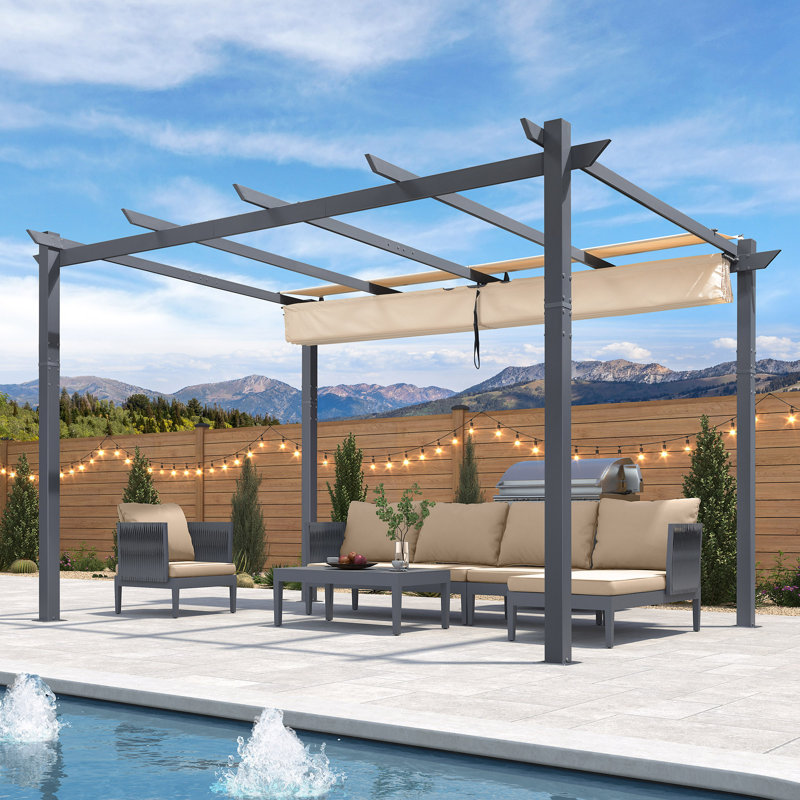 4m x 3m Aluminum Pergola, Beige