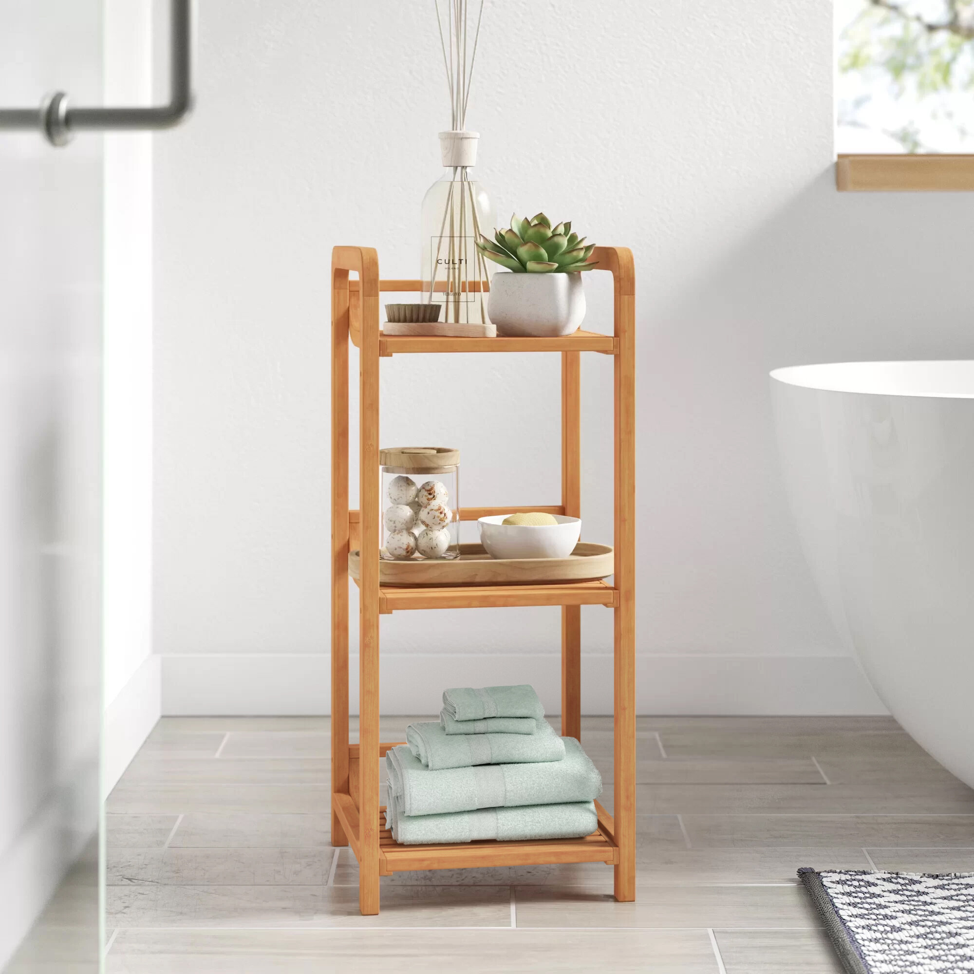 Jenelle Solid Wood Freestanding Bathroom Shelves