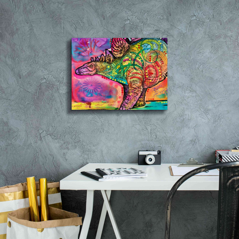 «Stegosaurus» par Dean Russo, art mural sur toile, H 12 po x l 16 po x P 0,75 po